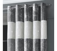 Intimates Diamante Crushed Velvet Ready Made Eyelet Curtains - 168cm x 183cm - Silver