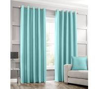 Intimates Duck Egg Faux Silk Ring Top Curtains 66In Width X 90In Drop