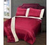 Intimates Elegant Faux Silk Finish Duvet Cover & Pillowcase Set, Luxury Bedding Ensemble, Easy-Care Machine Washable - Burgundy
