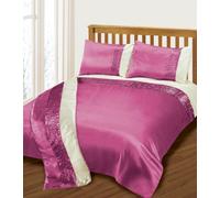Intimates Elegant Faux Silk Finish Duvet Cover & Pillowcase Set, Luxury Bedding Ensemble, Easy-Care Machine Washable - Fuchsia