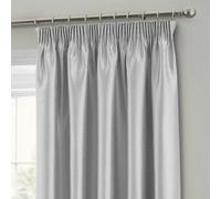 Intimates Faux Silk Pencil Pleat Curtains - Silver