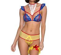 Intimates for Women,3PC Fashion Sexy?Lace Red Lingerie Bra+G-string Set Babydoll Cut-Out Underwear?Blue?Sleepwear Lingerie