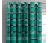 Intimates Hugo Check Ready Made Eyelet Curtains - Teal