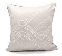Intimates Jacquard Geometric Swirl Pattern Scatter Cushion Filled Decorative Cushion Bedroom and Living Decor (Beige, Cushion (Filled): 43 x 43cm)