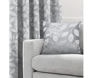 Intimates Jacquard Scatter Cushion with Filling matches Floral Curtains (Silver Grey, Cushion (Filled): 43 x 43cm)