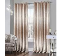 Intimates Luxury Crushed Velvet Ombre Two Toned RingTop Fully Lined Curtain Pair (Natural, 90x72 Curtain)