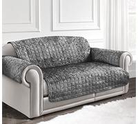 Intimates Luxury Crushed Velvet Sofa Covers 2 Seater, Soft Quilted Non Slip Sofa Cover with Elasticated Straps, Washable Furniture Slipcovers for Pets and Kids (Silver Grey)