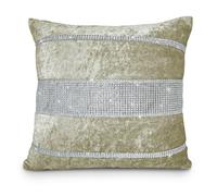 Intimates Luxury Crushed Velvet With 3 Tier Diamante Detail - 43cm x 43cm - Natural