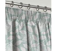 Intimates Luxury Fully Lined Jacquard Pencil Pleated Floral Pattern Curtain Pair Header Taped Curtain Panels Dimout Window Treatment (Duck Egg, W 46" x L 54" (2 Panels))