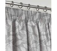 Intimates Luxury Fully Lined Jacquard Pencil Pleated Floral Pattern Curtain Pair Header Taped Curtain Panels Dimout Window Treatment (Grey, W 46" x L 72" (2 Panels))