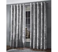 Intimates Luxury Fully Lined Thick Crushed Velvet Ringtop Pair of Curtains Eyelet Curtain Panels Dimout Window Treatment (Silver Grey, W 90" x L 72" (2 Panels))