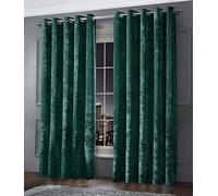 Intimates Luxury Fully Lined Thick Crushed Velvet Ringtop Pair of Curtains Eyelet Curtain Panels Dimout Window Treatment (Emerald Green, W 90" x L 90" (2 Panels))