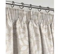 Intimates Luxury Jacquard Pencil Pleated Floral Pattern Curtain Pair Fully Lined (Cream, 66" Wide x 54" Drop)