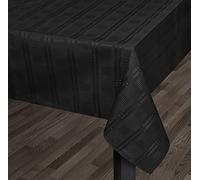 Intimates Luxury Jacquard Woven Wipeable Modern Table Dining Linen Cloths, Napkins, Table Runner (Black, 132x178cm (52x70in))
