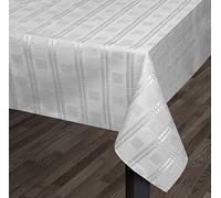 Intimates Luxury Jacquard Woven Wipeable Modern Table Dining Linen Cloths, Napkins, Table Runner (Grey, 132x132cm (52x52in))