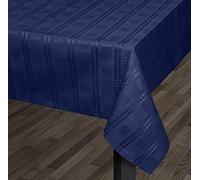 Intimates Luxury Jacquard Woven Wipeable Modern Table Dining Linen Cloths, Napkins, Table Runner (Navy, 132x132cm (52x52in))