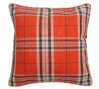 Intimates Luxury Orange Tartan Check Soft Touch Cushion Cover- Hugo Check Scatter Cover