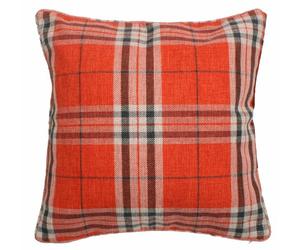 Intimates Luxury Orange Tartan Check Soft Touch Cushion Cover- Hugo Check Scatter Cover