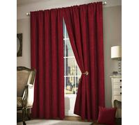 Intimates Luxury Plain Chenille Eyelet Curtains - 117cm x 182cm - Wine