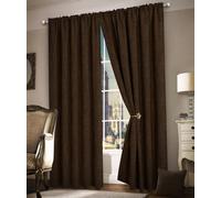 Intimates Luxury Plain Chenille Eyelet Curtains - Chocolate