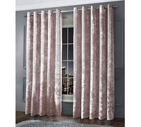 Intimates Luxury Thermal Crushed Velvet Blush Pink Ringtop Pair of Curtains (90" Wide x 90" Drop)