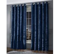 Intimates Luxury Thermal Crushed Velvet Navy/Dark Blue Ringtop Pair of Curtains (Plain, 66" Wide x 90" Drop)