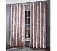 Intimates Luxury Thermal Crushed Velvet Ringtop Pair of Curtains (Blush Pink, 46" Wide x 54" Drop)