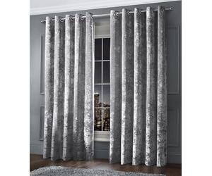 Intimates Luxury Thermal Crushed Velvet Silver Grey Ringtop Pair of Curtains (46" Wide x 54" Drop)