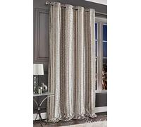 Intimates Luxury Thermal Embossed Crushed Velvet Leopard Pattern Ringtop Curtain Panel Door Curtain Lined (Beige/Natural, 55" width X 72" drop)