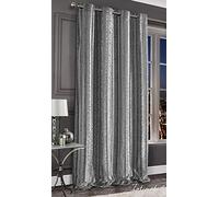 Intimates Luxury Thermal Embossed Crushed Velvet Leopard Pattern Ringtop Curtain Panel Door Curtain Lined (Silver, 55" width X 54" drop)