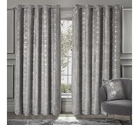 Intimates Luxury Velvet Thermal Metallic Sparkly Shimmer Finish Eyelet Ring Top Curtain Panel Pair Fully Lined (Silver, 90" Width x 72" Drop)
