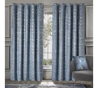 Intimates Luxury Velvet Thermal Metallic Sparkly Shimmer Finish Eyelet Ring Top Curtain Panel Pair Fully Lined (Blue, 90" Width x 72" Drop)