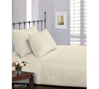 Intimates Luxury Waffle Cream/Ivory with Button Single Bedding Duvet Cover Set