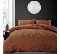 Intimates Luxury White Grey Quilted Thermal Floral Geometric Pinsonic Embossed Bedding Set with Pillowcases (Orange Rust, Double)