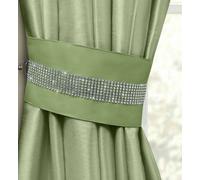 Intimates Manhattan Faux Silk Diamante Curtain Tieback Pair - Green