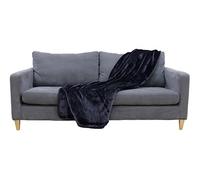 Intimates Mink Faux Fur Throw Black 150x200, Large 2 Seater Sofa/Bed Blanket