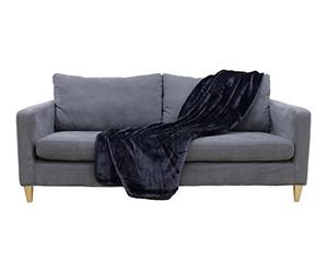 Intimates Mink Faux Fur Throw Black 150x200, Large 2 Seater Sofa/Bed Blanket