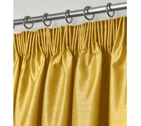 Intimates Modern Ring Top Curtains, Ready-Made High-Quality Faux Silk, Machine Washable, Energy-Saving Living Room Curtains - Ochre