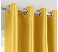 Intimates Modern Ring Top Curtains, Ready-Made High-Quality Faux Silk, Machine Washable, Energy-Saving Living Room Curtains - Ochre