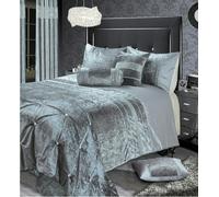 Intimates Rienzo Crushed Velvet Diamante Duvet Cover & Pillowcase Set - Silver - Super King