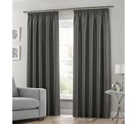 Intimates Solid Window Treatment Luxury Faux Silk Pair of Faux Silk Curtain Panels Fully Lined Pencil Pleated (Charcoal Grey, 46" Width x 72" Drop)