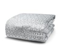 Intimates Sparkle Velvet Reversible Quilted Comforter all seasons Bedspread Coverless Quilted Embossed Geometric Bed Throwover Grey - Super King