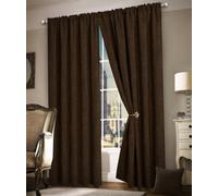 Intimates Thermal Blackout Curtains In Heavy Chenille - Ring Top, Energy Efficient & Soundproof Drapes For Living Room - Chocolate