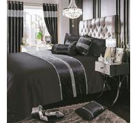Intimates Topaz Crushed Velvet Diamante Duvet Cover & Pillowcase Set - Charcoal - King