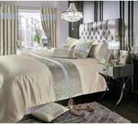Intimates Topaz Crushed Velvet Diamante Duvet Cover & Pillowcase Set - Natural - Double