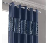 Intimates Vera Faux Silk Crushed Velvet Ready Made Eyelet Curtains - Navy