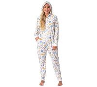 INTIMO Gilmore Girls Womens' Icons Toss Print Luke's Diner Stars Hollow Footless Sleep Union Suit, White, L-XL