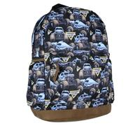 INTIMO Monster Jam Backpack Allover Megalodon Shark Monster Truck School Book Bag with Laptop Tech Sleeve 16"