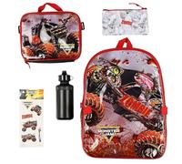INTIMO Monster Jam Zombie 5-Piece 16" Backpack Set with Detachable Insulated Lunch Box Book Bag