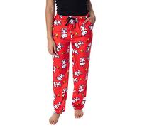 INTIMO Peanuts Women's Snoopy and Woodstock Allover Print Smooth Touch Fleece Sleep Bottoms Lounge Pajama Pants (Medium)